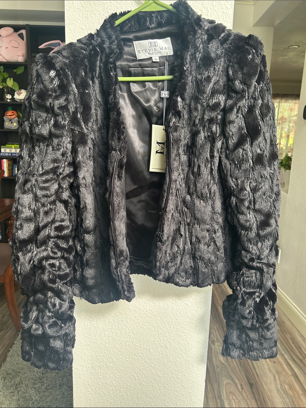 Stevie May Black Faux Fur Teddy Jacket